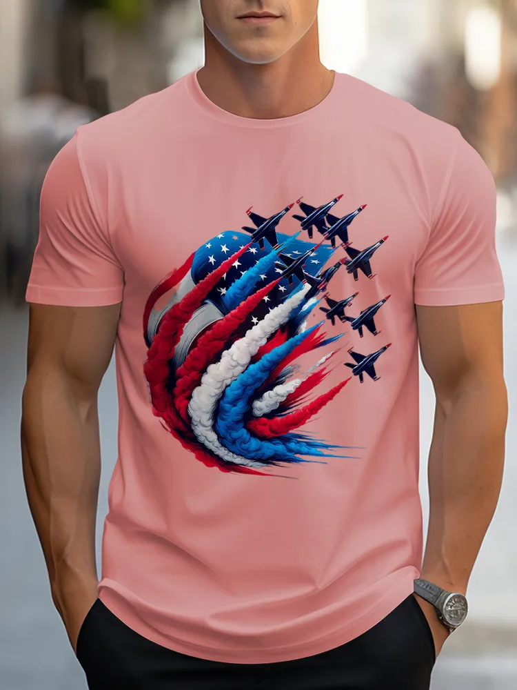 Airplane Smoke-Pulling Performance Print Short Sleeves T-Shirt
