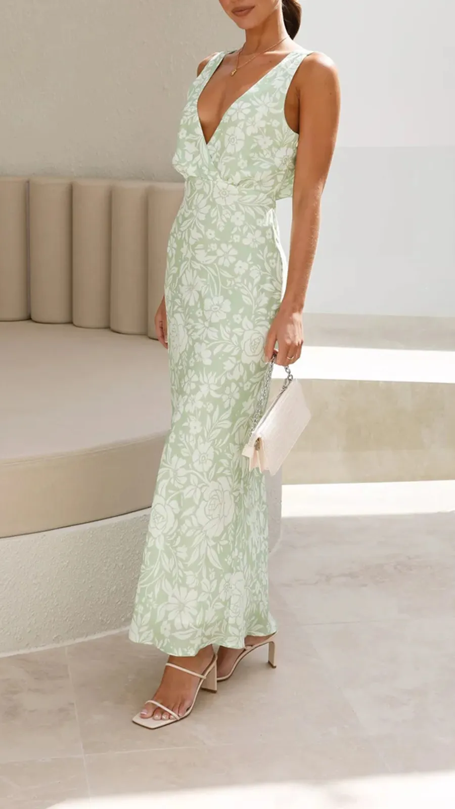 V Neckline Maxi Dress