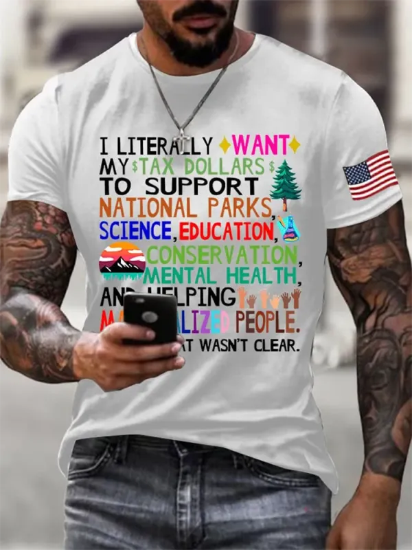 Men'S Support National Parks Printed Round Neck T-Shirt