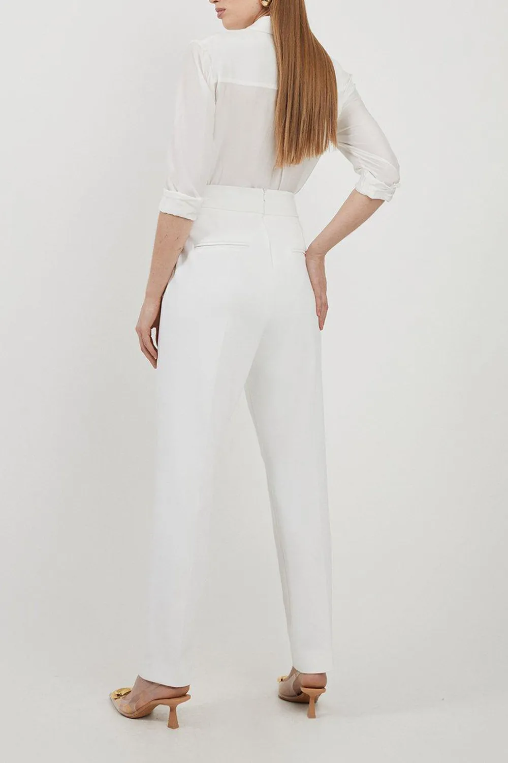 Compact Stretch High Waist Tailored Trousers