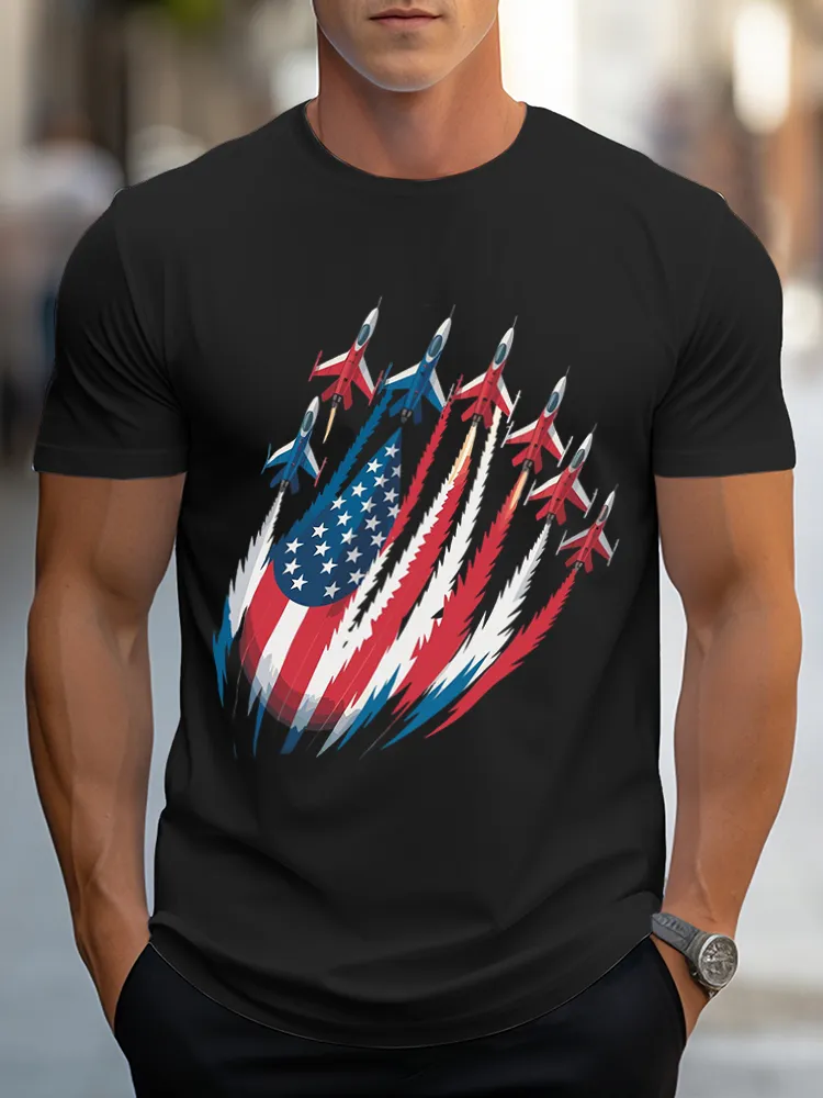 Man'S Independence Day Round-Neck Short-Sleeved T-Shirt