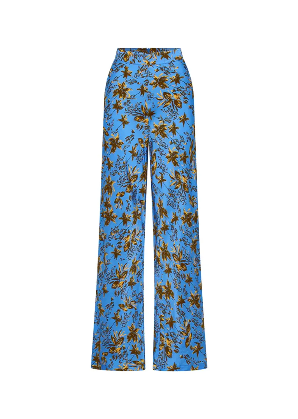 Blue Floral Wide Leg Pants