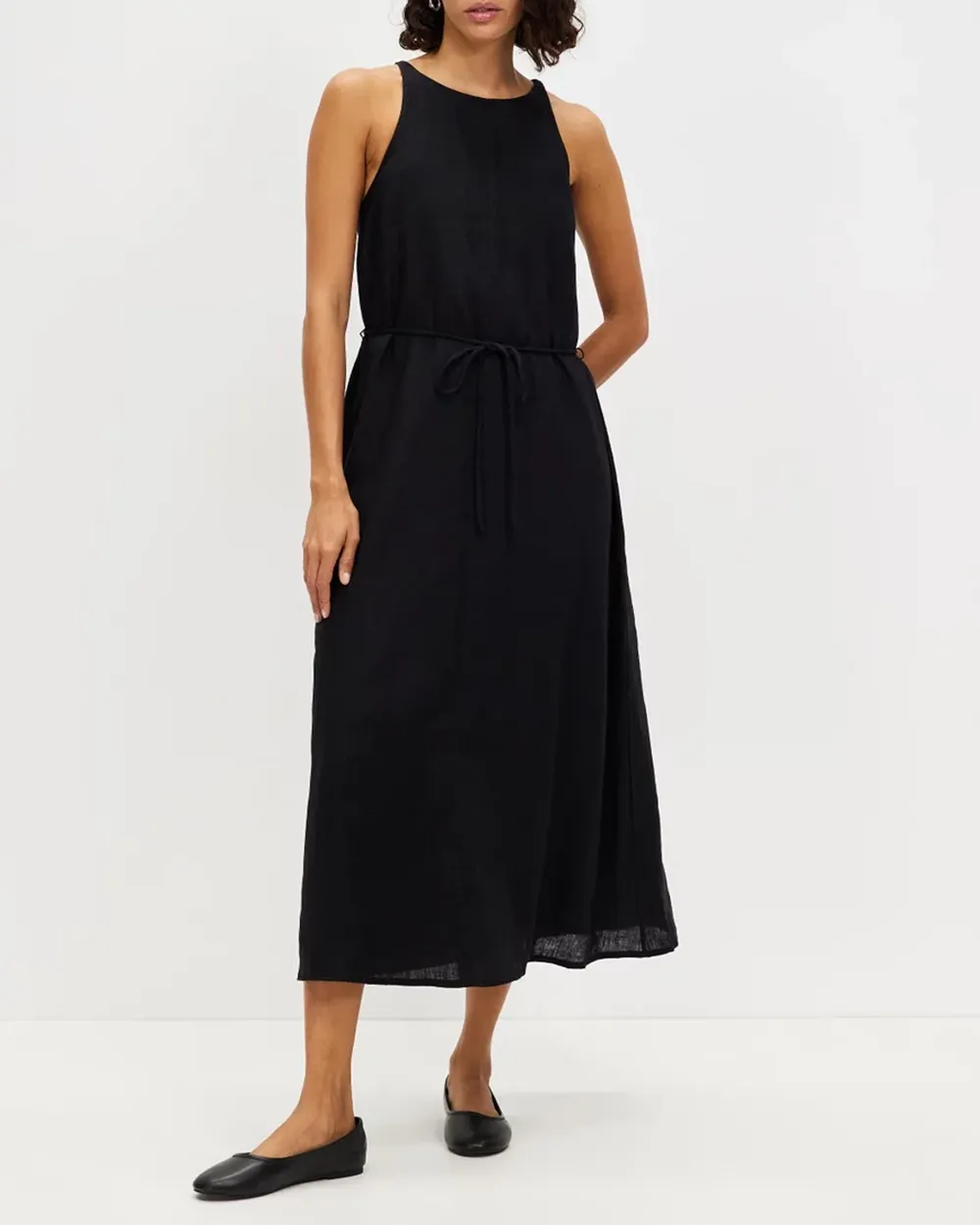 Linen Waist Maxi Dress