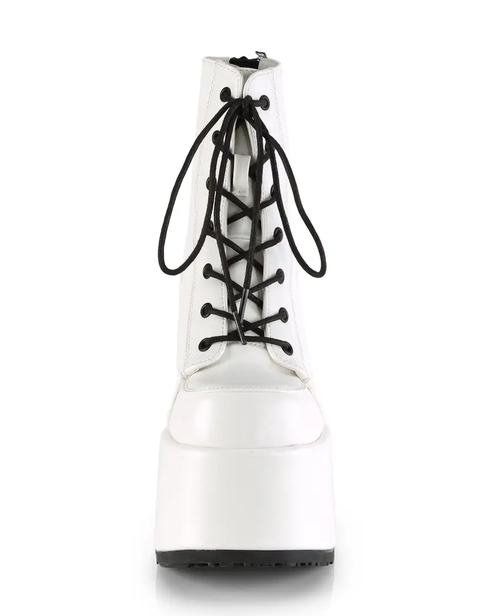 White Lace-Up Women's Platform Ankle Boots