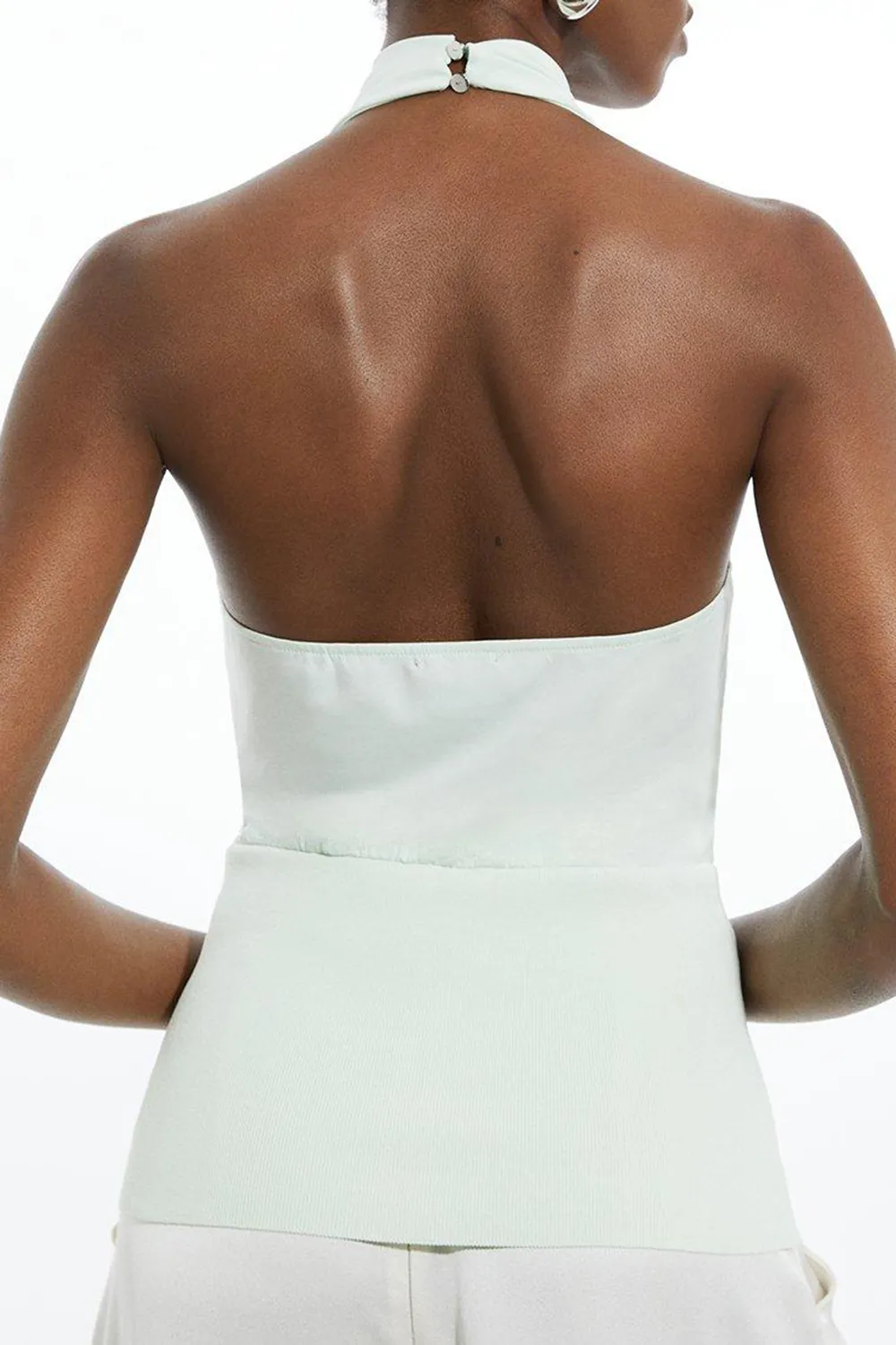 Jersey Knit Mix Halter Neck Top