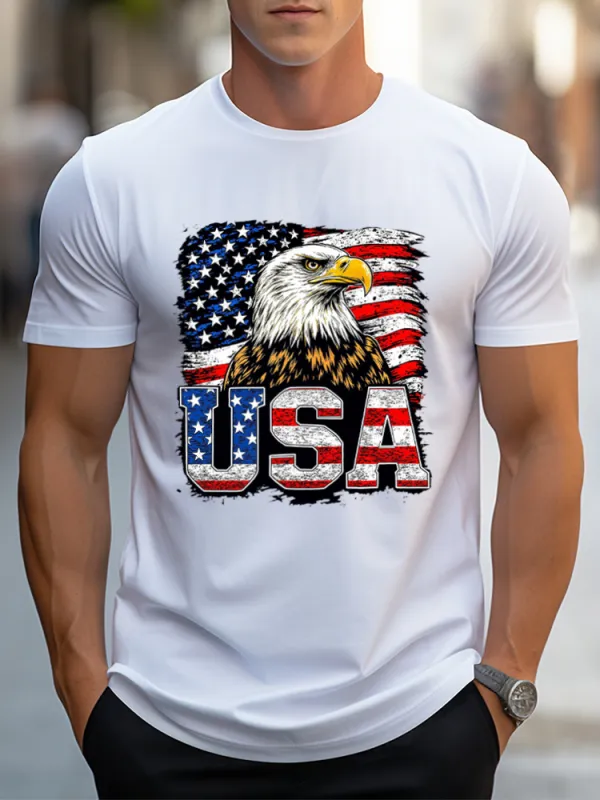 USA Print Short Sleeves T-Shirt