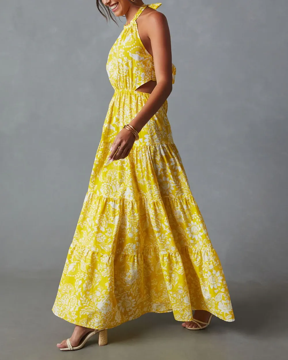 Halter Neck Tiered Maxi Dress