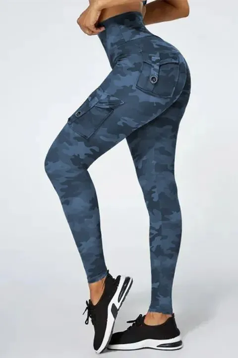 Camo Flap Pocket Design Scrunch Butt Sports Leggings