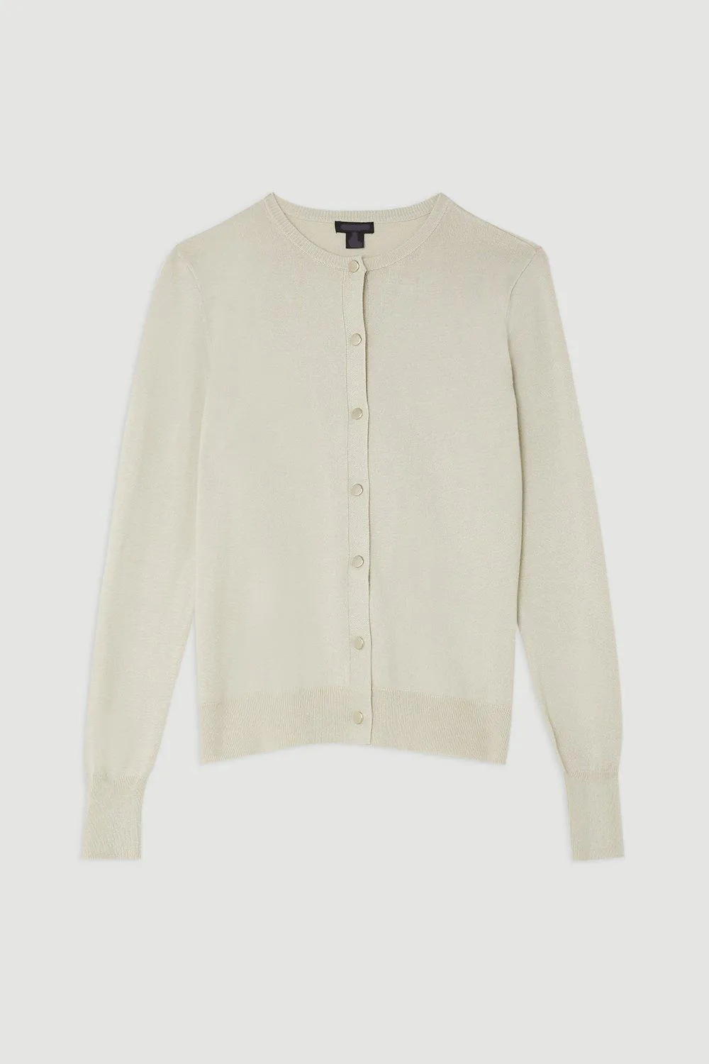 Viscose Blend Knitted Crew Neck Cardigan