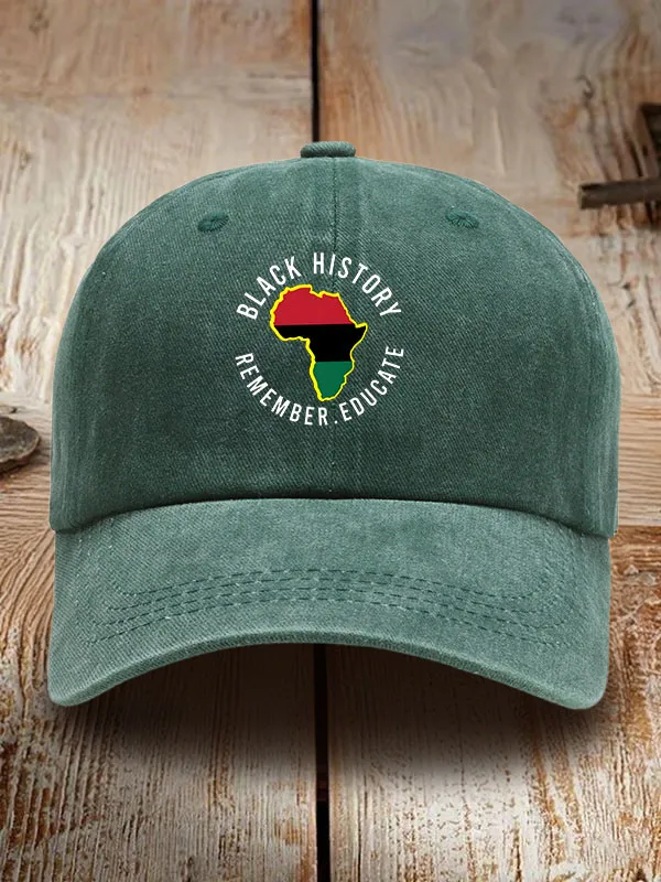 Black History Remember Educate Washed Baseball Cap
