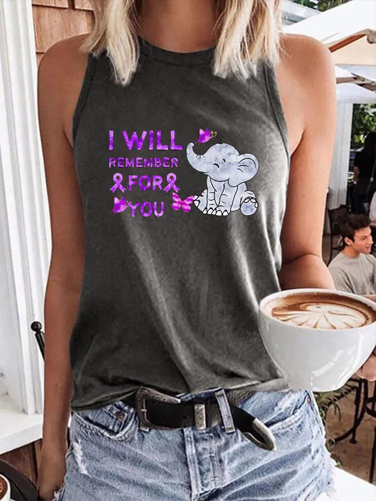 Women'S Round-Neck Sleeveless Vest With I Will Remember For You
