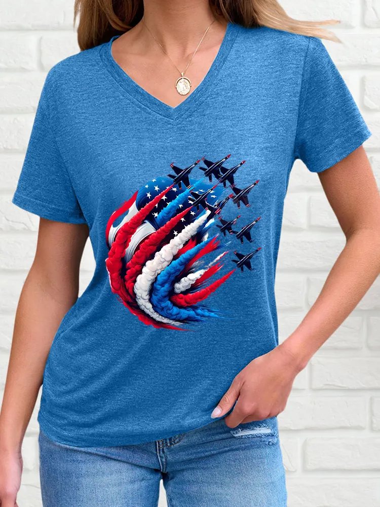 Woman'S Independence Day Print Short-Sleeved T-Shirt