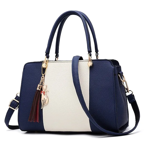 Women's Handbag Crossbody Bag Satchel Top Handle Bag PU Leather Daily Going out Color Block Light Pink Purple spell Black