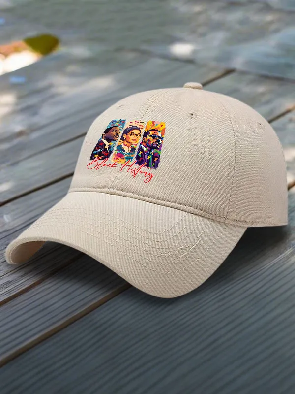 Black Historical Pattern Printed Baseball Cap June Festival Gift