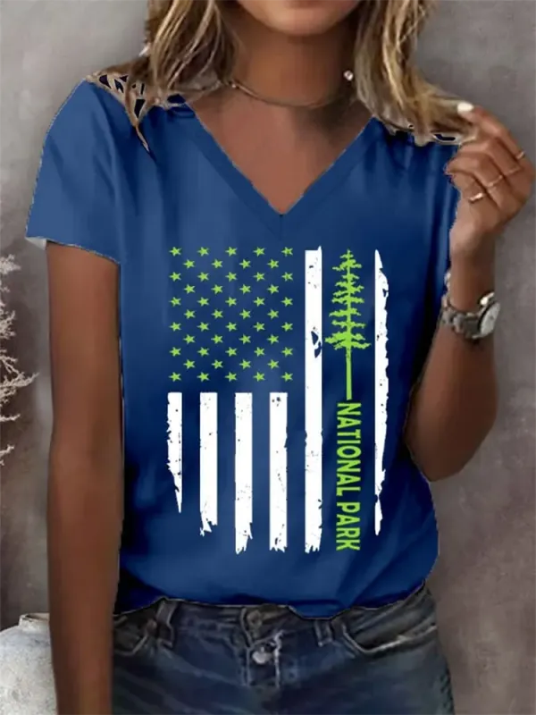 Women'S National Park Print V-Neck T-Shirt