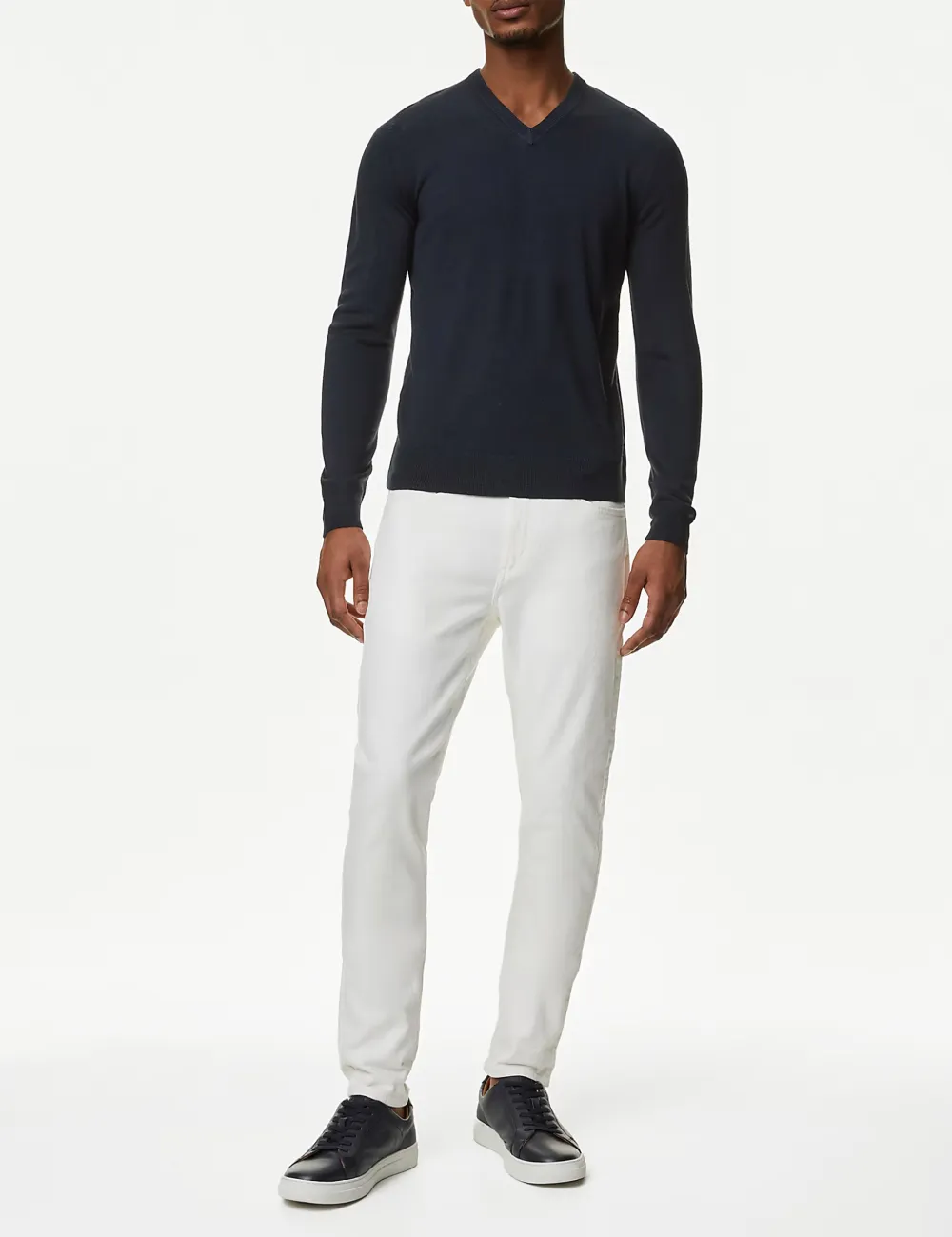 V-neck Long-Sleeved Knitted Sweater