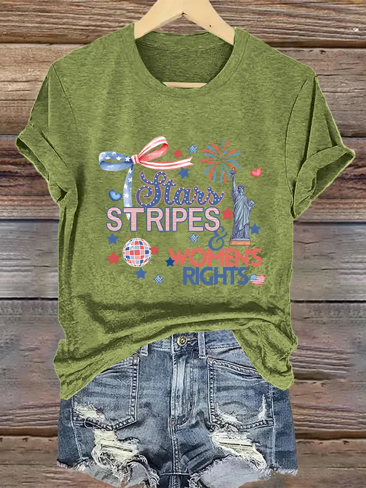 Woman'S Stars Stripes Women'S Rights Crew Neck Short Sleeve T-Shirt