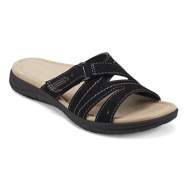 Women's Sandals Slippers Boho Bohemia Beach Flat Sandals Outdoor Slippers Daily Beach Summer Wedge Heel Classic Casual PU Solid Color Black White Pink