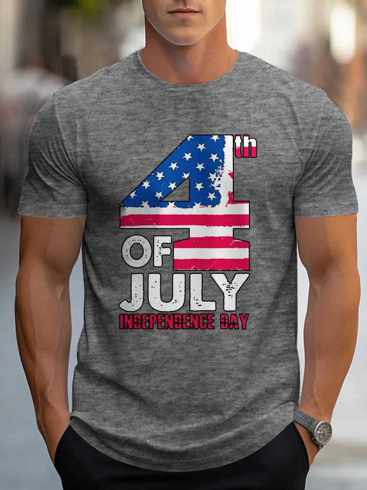 Man'S 4Th Of July Independence Day Round-Neck Short-Sleeved T-Shirt