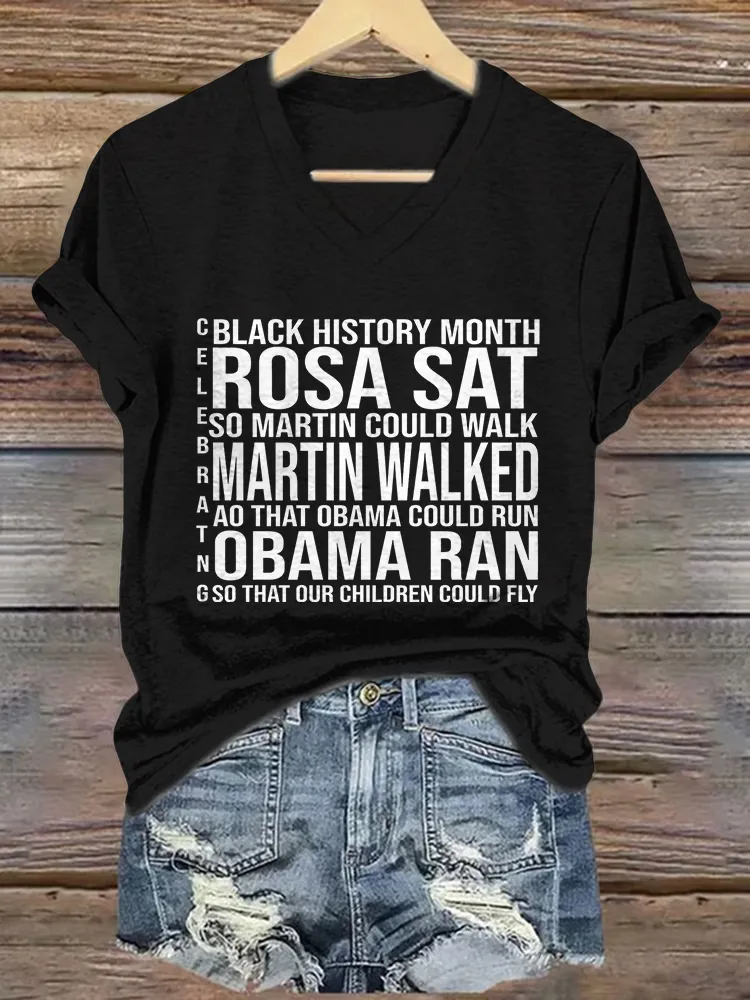 Women'S Black History Month V-Neck Short-Sleeved T-Shirt