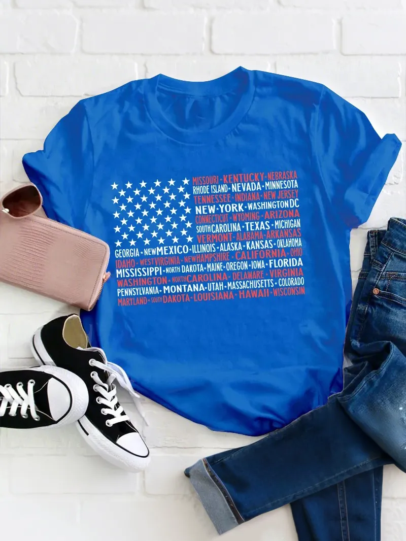 Vintage American Flag 4Th Of July Teacher T-Shirt