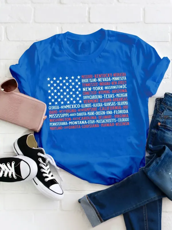Vintage American Flag 4Th Of July Teacher T-Shirt