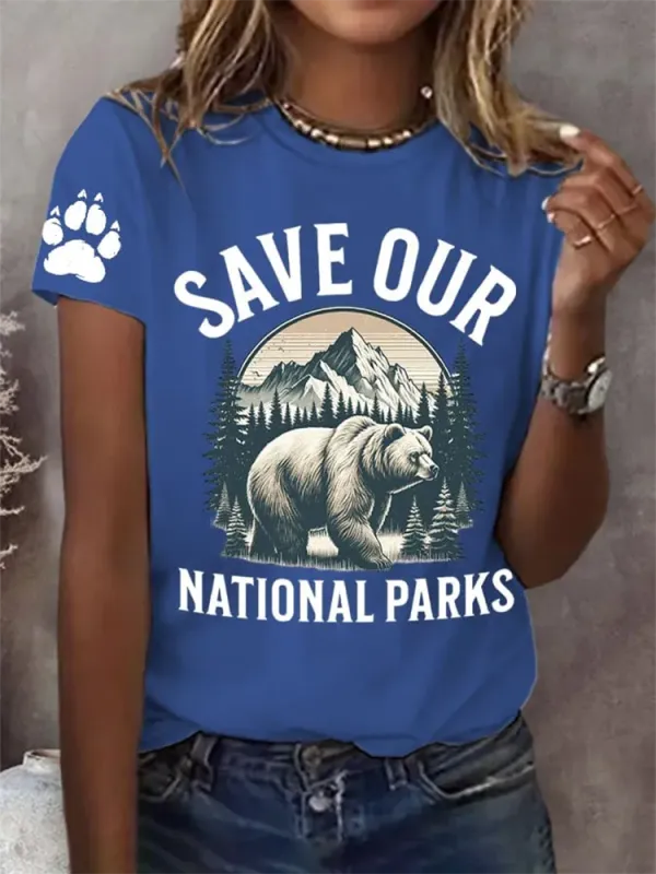 Woman'S Save Our National Parks Round-Nack Short Sleeve T-Shirt