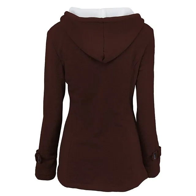Women's Winter Coat Cropped Hooded Coat Thermal Warm Heated Jacket Fall Casual Street Jacket Long Sleeve with Pockets Black Army