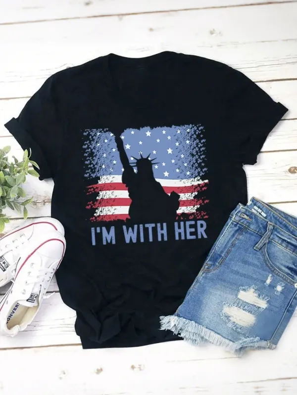 America Flag I'M With Her Teacher T-Shirt