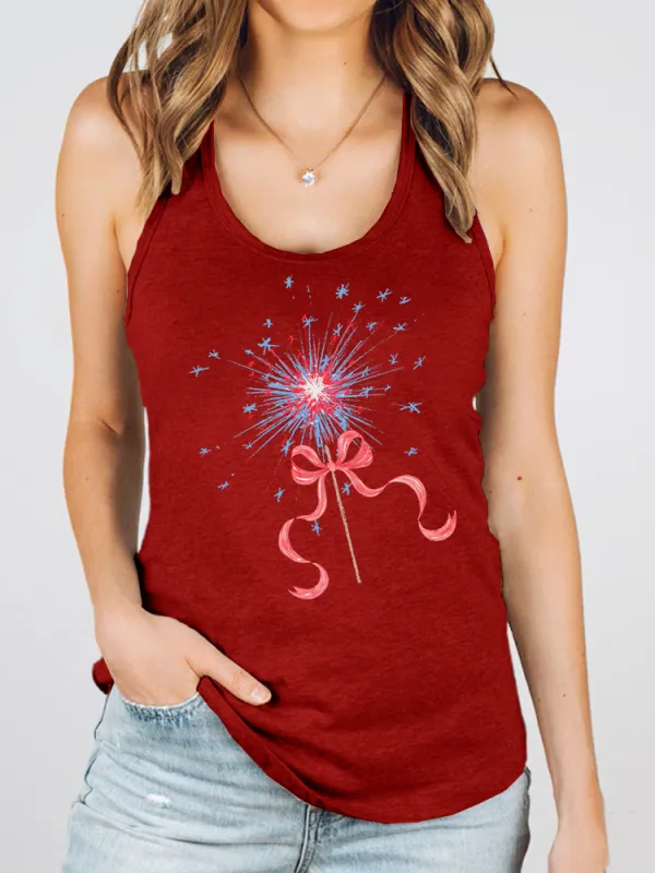 Women'S Fairy Wand Print Round-Necked Sleeveless Vest