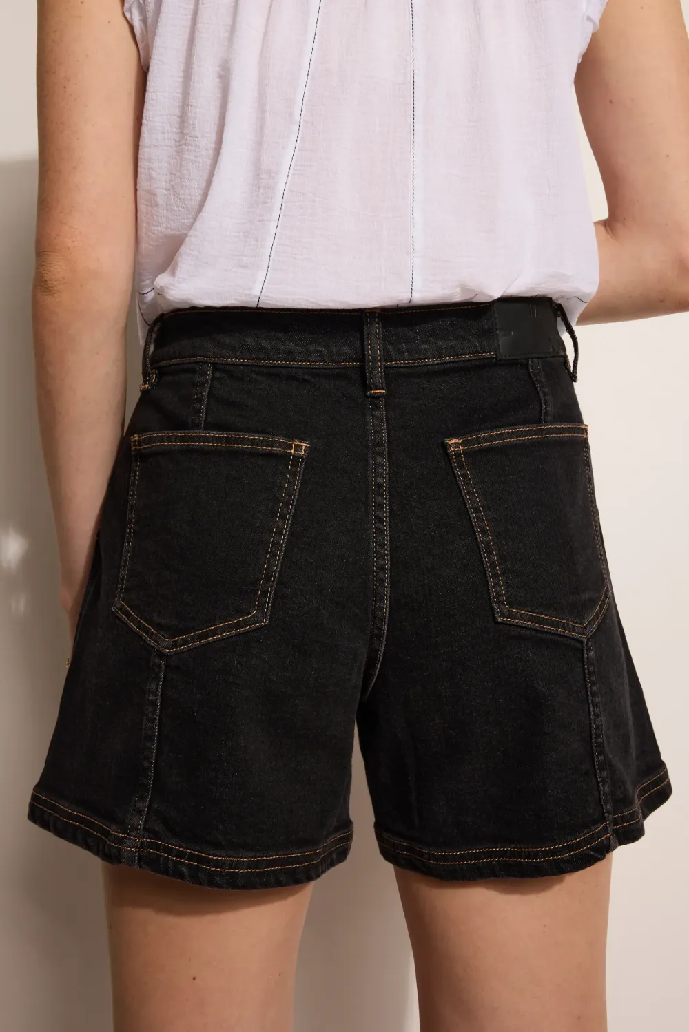 Washed Black Denim Short