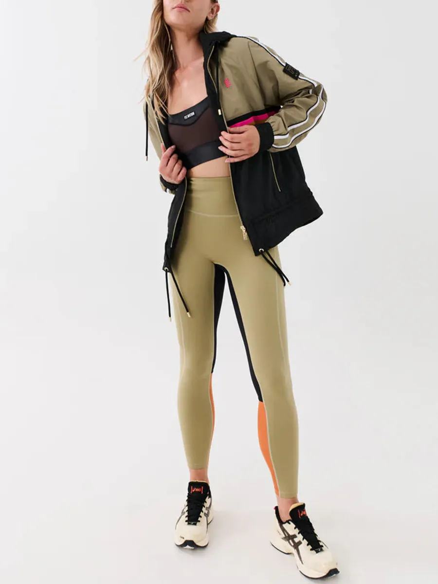 Color Blocked Zip Up Bomber Jacket