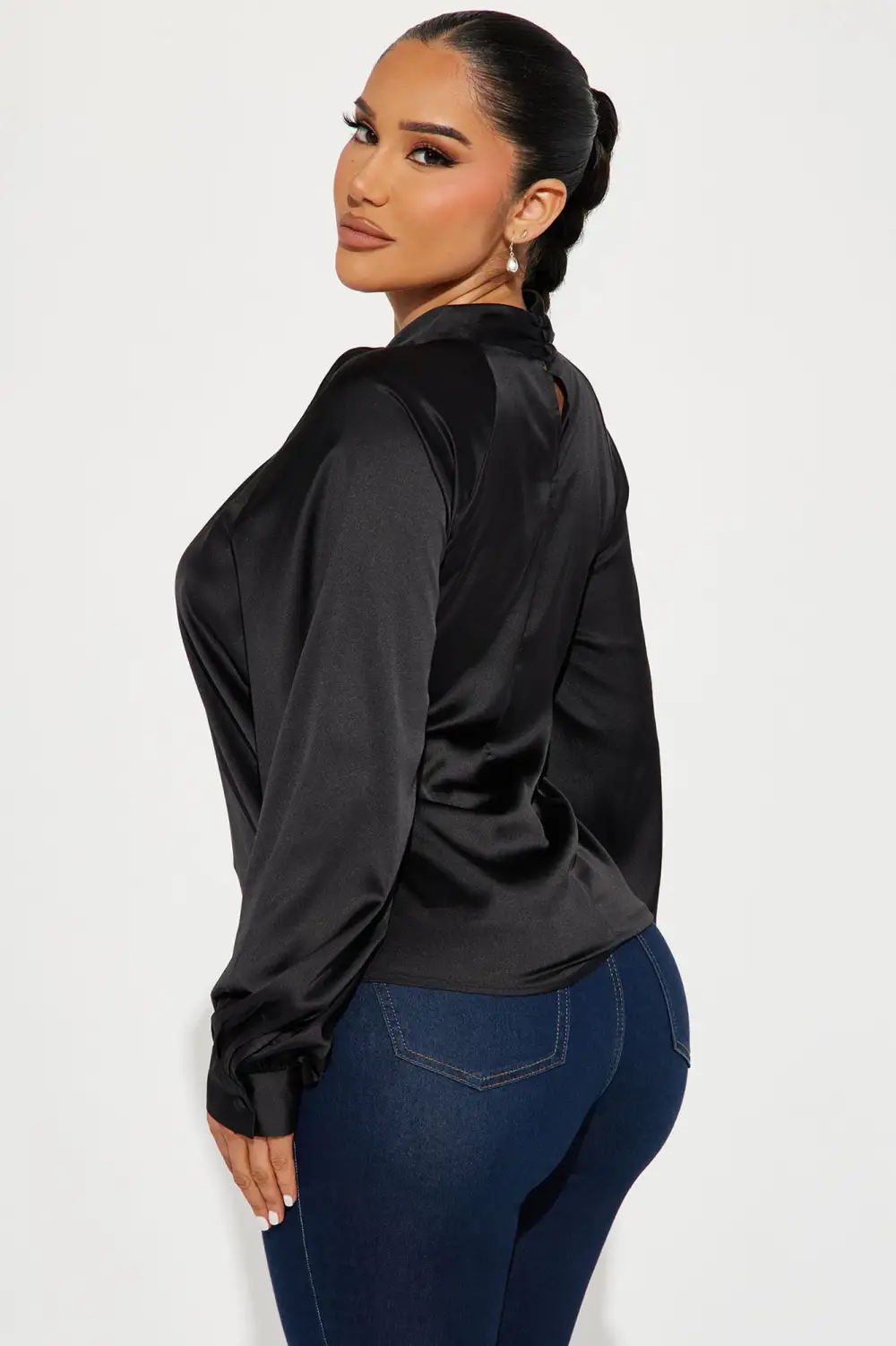 I Am The Gift Satin Blouse - Black