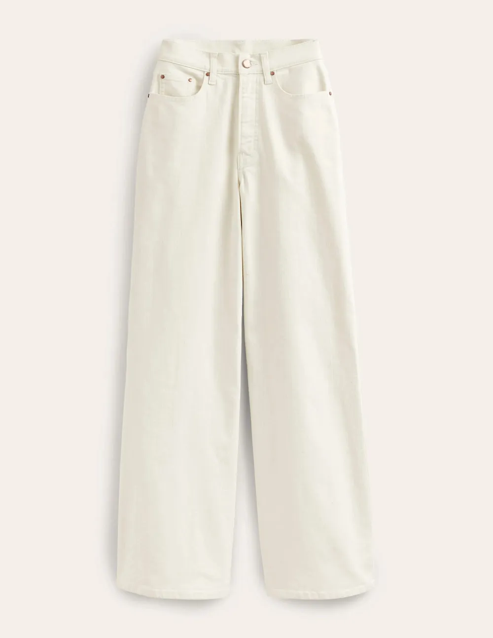 Ecru High - Rise Wide - Leg Jeans