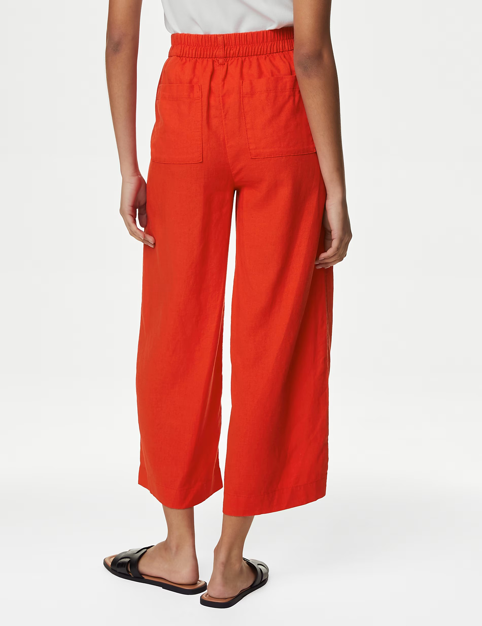 Black Shirred Wide Leg Trousers