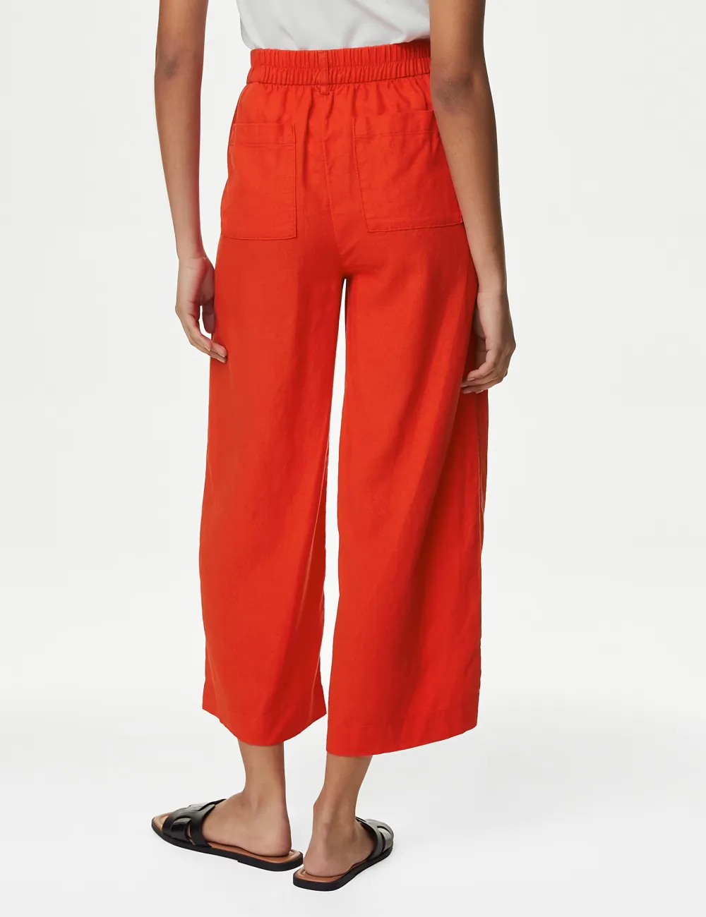 Black Shirred Wide Leg Trousers