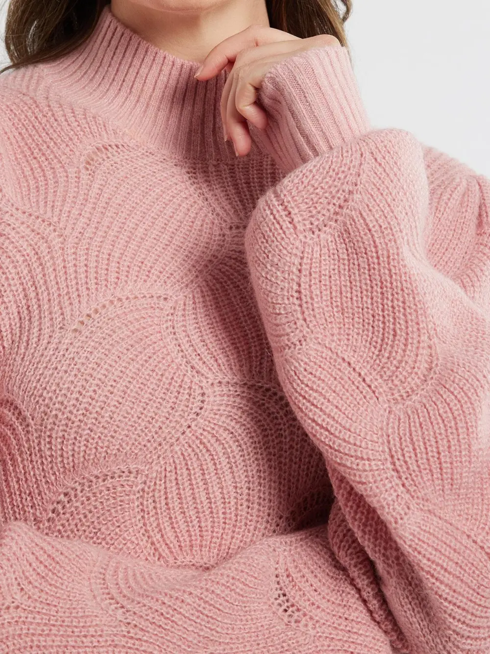Chic Sand Collar Pointelle Jumper