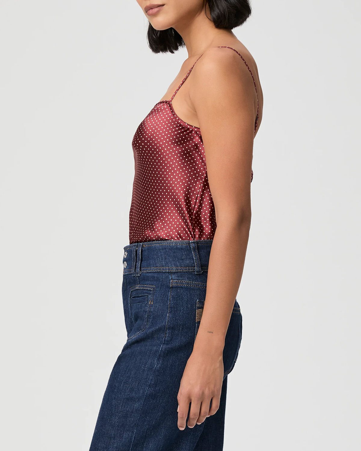 Burgundy Polka Dot Spaghetti Strap Cami