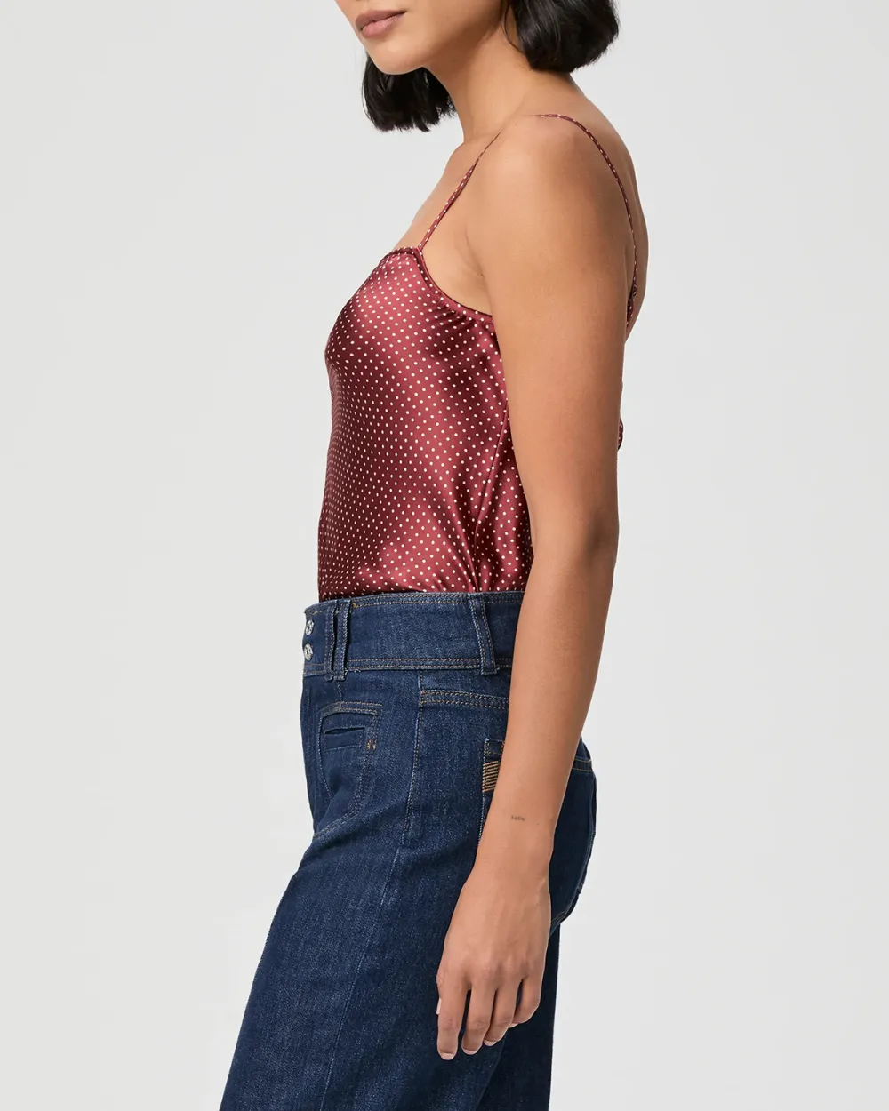 Burgundy Polka Dot Spaghetti Strap Cami