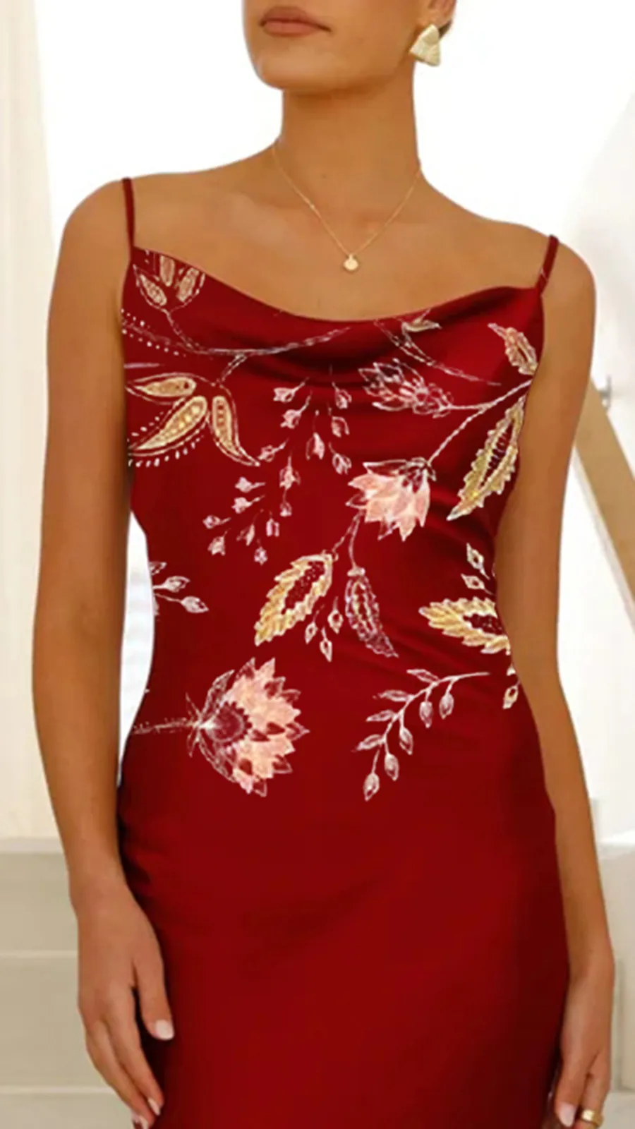Flattering Cowl Neckline Maxi Dress