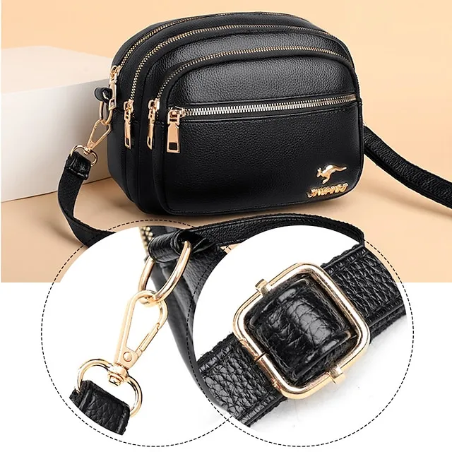 Women's Crossbody Bag Shoulder Bag Dome Bag PU Leather Shopping Daily Zipper Large Capacity Waterproof Lightweight Solid Color Black Red Purple