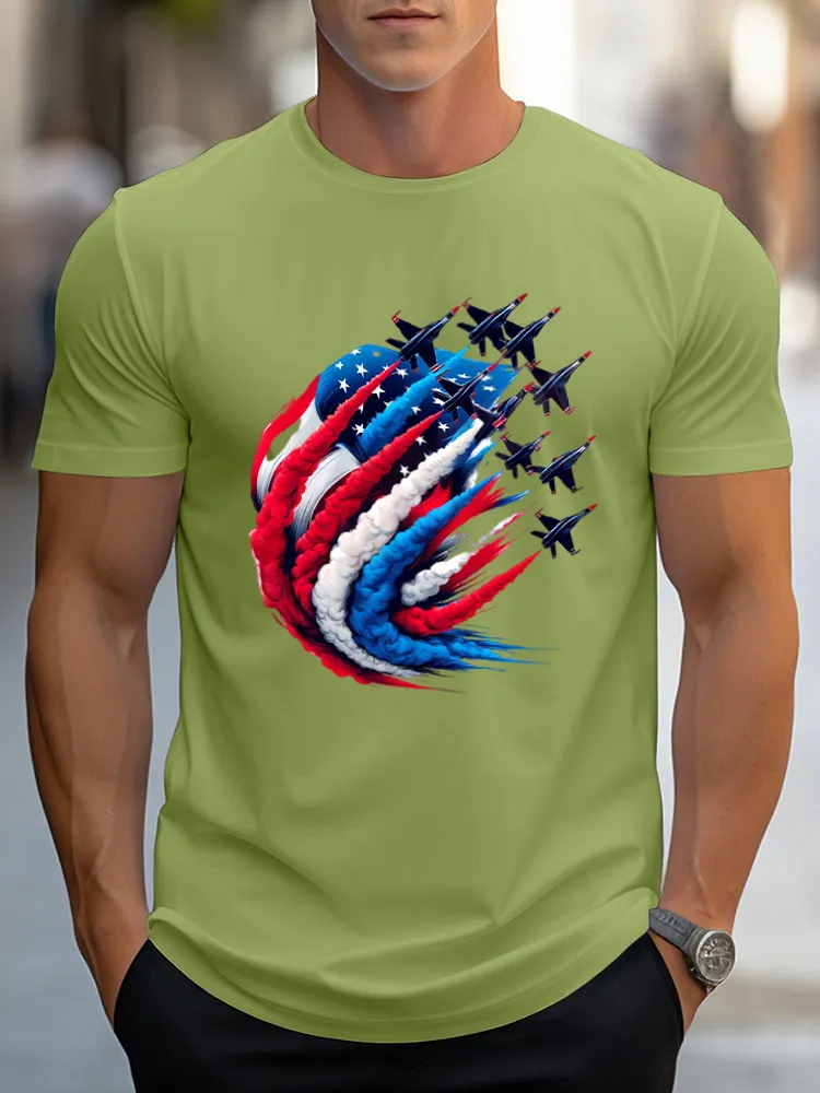 Airplane Smoke-Pulling Performance Print Short Sleeves T-Shirt