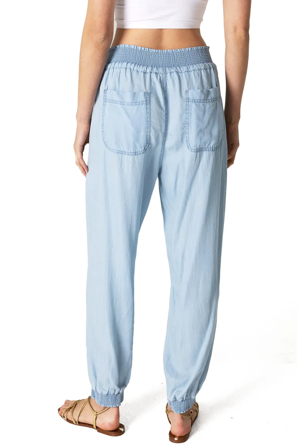 Light Blue Elastic - Waist Jogger Pants