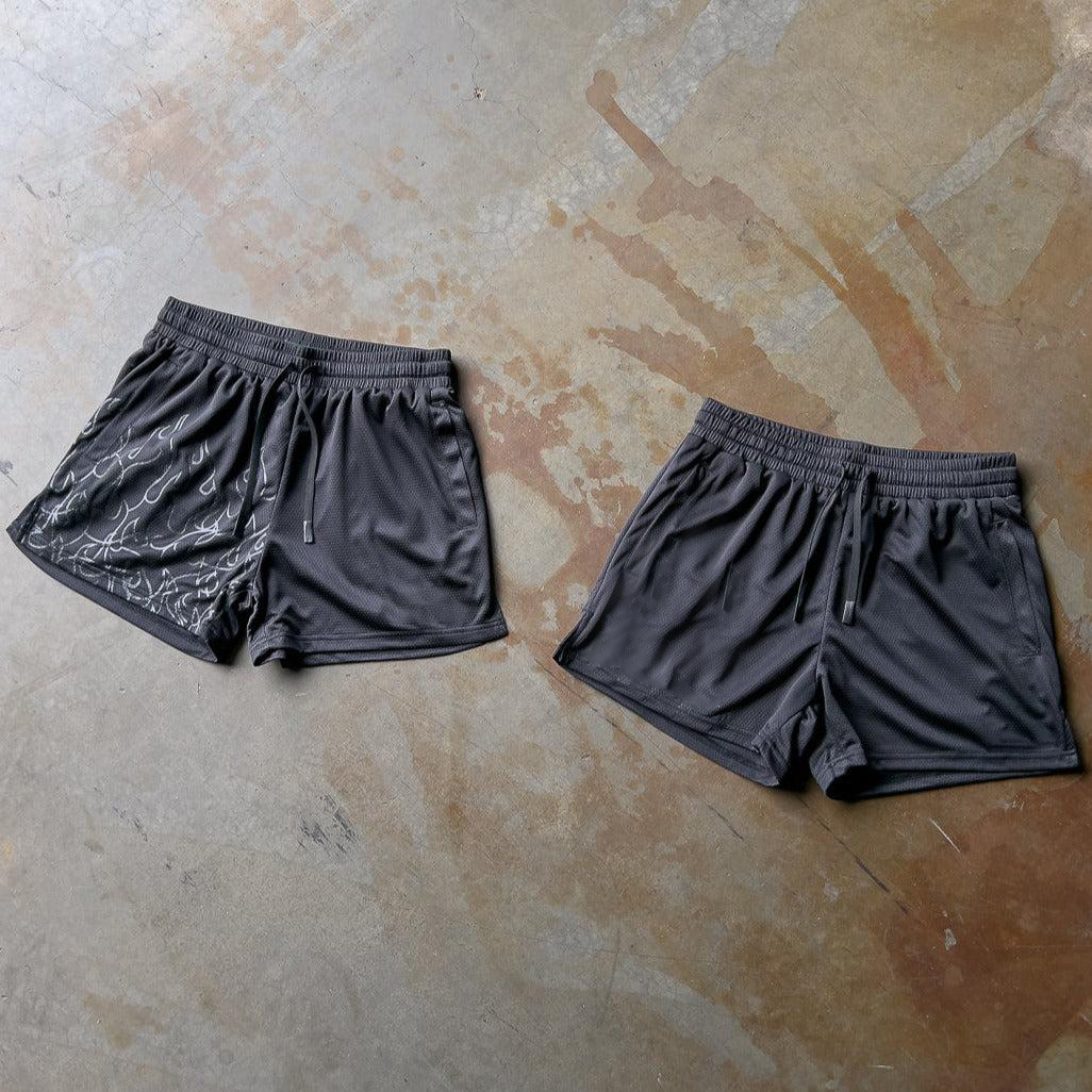 MUAY THAI FLAME SHORTS (MID THIGH CUT) - BLACKOUT