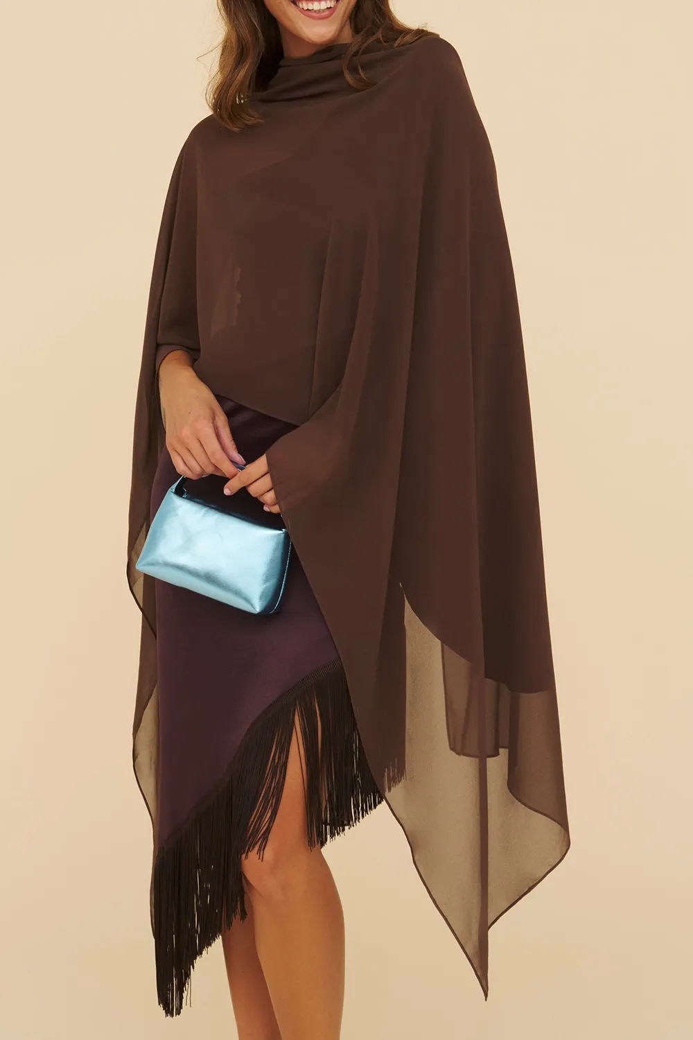Brown Women's Solid Color Shawl