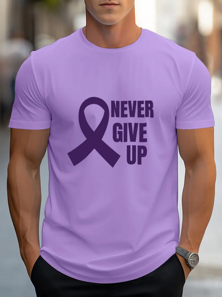 Men'S Round-Neck Short-Sleeved T-Shirt Never Give Up Prints