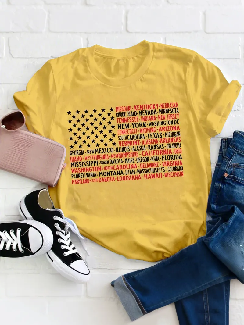 Vintage American Flag 4Th Of July Teacher T-Shirt
