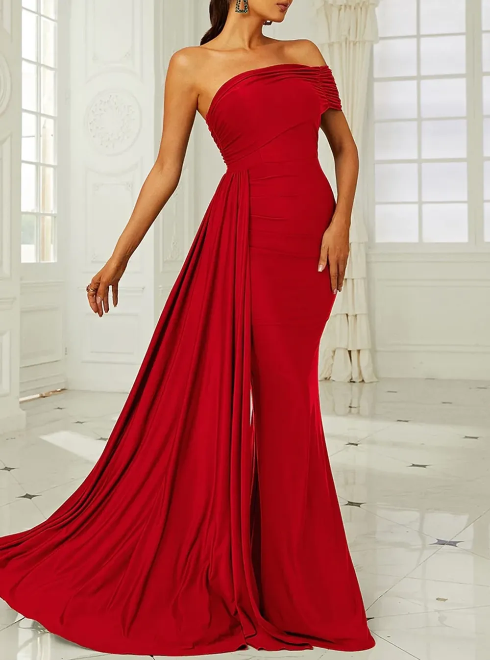 Draping Emerald Green Dress