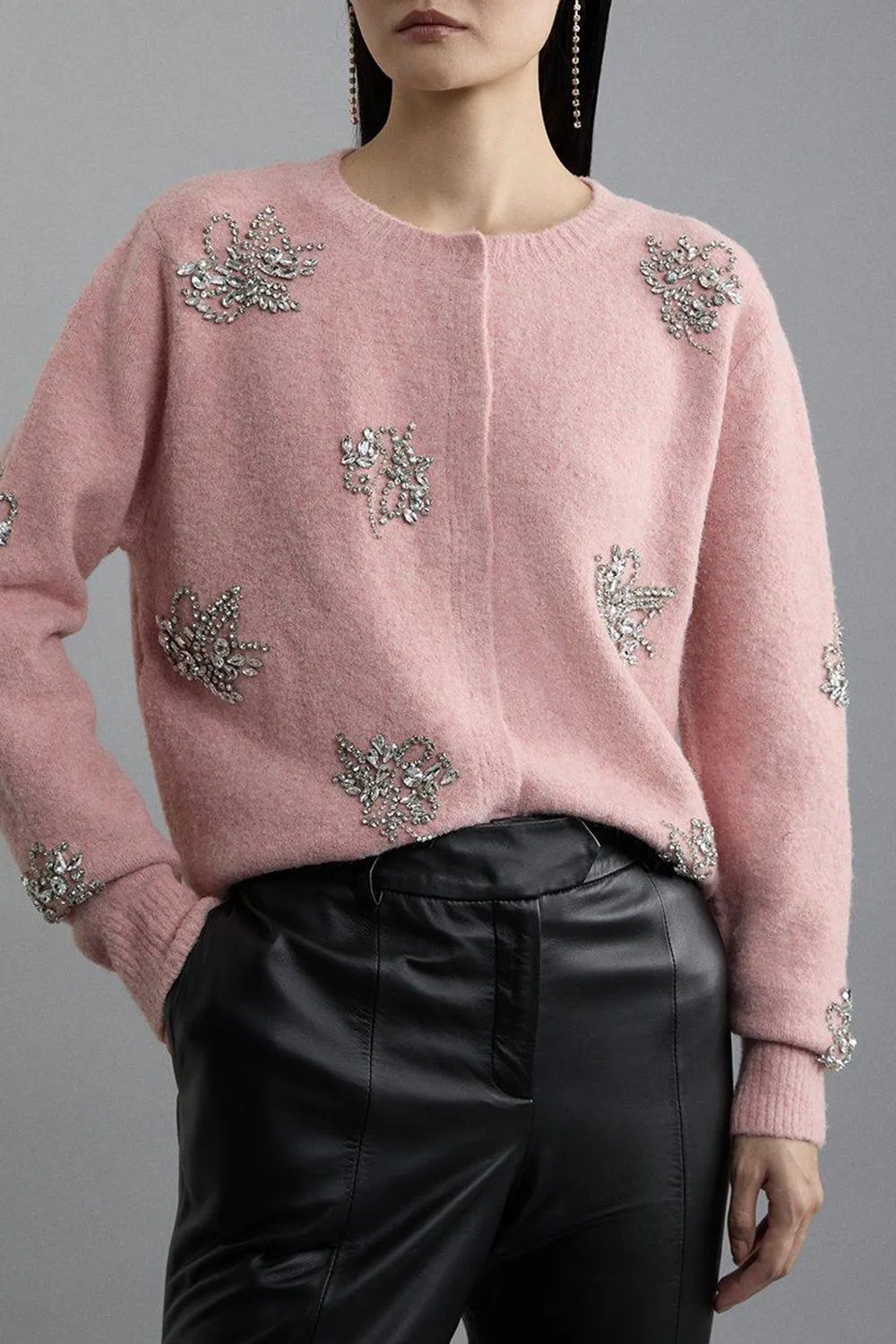 Wool Blend Embellished Cosy Knit Cardigan