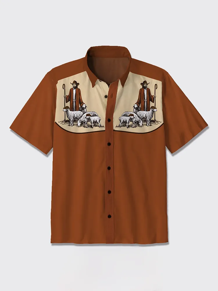 The Shepherd In The Middle Button Up Shirts